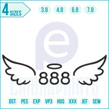 Angel Number 888 With Wings Embroidery Design