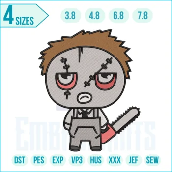 Halloween Character with Chainsaw Embroidery Design