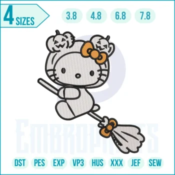 Hello Kitty Witch Embroidery Design
