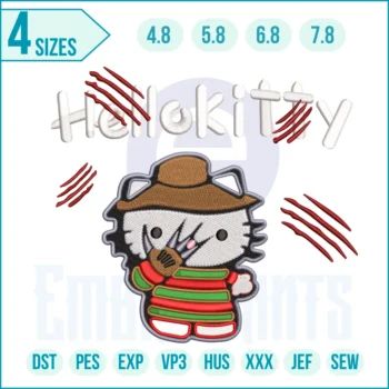 Scary Hello Kitty Embroidery Design