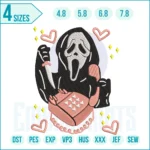 Ghost Face Calling Halloween embroidery design digital file for spooky horror stitching on clothing, bags, and Halloween decorations.
