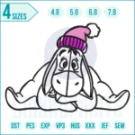 Sad Eeyore embroidery design featuring the classic Winnie the Pooh character, perfect for kids clothing, nursery décor, and custom gifts.