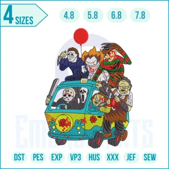 Horror Friends Gang Embroidery Design