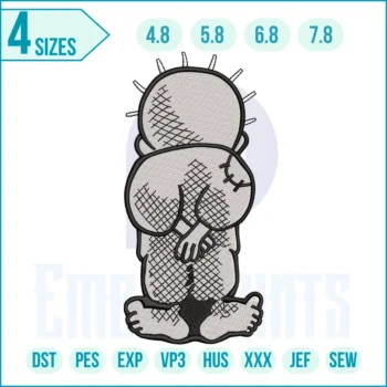 Palestinian Hanzala embroidery design – cultural digital embroidery file featuring the iconic Hanzala cartoon symbol for clothing, bags, and décor.