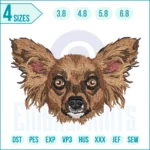Chihuahua face embroidery design featuring a detailed and cute dog portrait, perfect for pet lovers and custom embroidery projects.