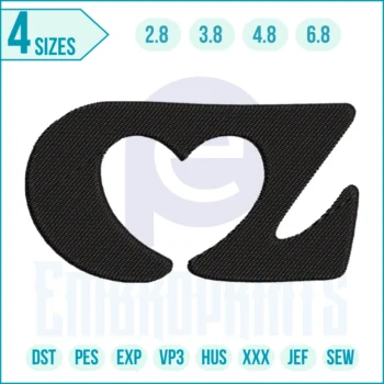 Heart black embroidery design