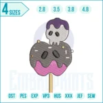 Skeleton ice cream embroidery design featuring a spooky skull-shaped ice cream cone, perfect for Halloween crafts, gothic clothing, and fun embroidery projects.