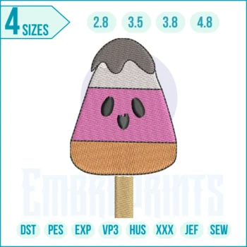 Cute ice cream cartoon embroidery design featuring a fun and playful style, ideal for kids’ clothing, summer outfits, and decorative projects.