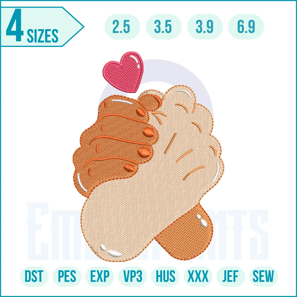1303 E Couple love hand shake embroidery design “Couple love hand shake embroidery design featuring two hands joined in unity, digital file for machine embroidery, perfect for gifts and décor.”