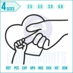 “Mother and Child Line Art embroidery design with a minimalist outline of a mom holding her baby, perfect for gifts and modern projects.”