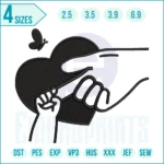 “Mother Love Child embroidery design featuring a touching silhouette of a mom holding her child, perfect for Mother’s Day and baby gifts.”