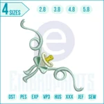 “Baby pacifier embroidery design for machine embroidery, perfect for baby clothes, bibs, blankets, nursery décor, and newborn gifts.”