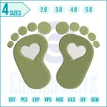 “Cute baby feet embroidery design with tiny footprints, perfect for baby clothes, blankets, bibs, and newborn gifts.”