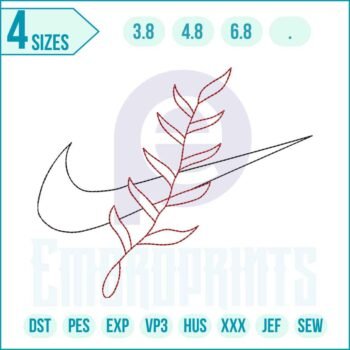 Outline Nike Flower embroidery design digital file by EmbroPrints for hoodies, tees, and jackets.