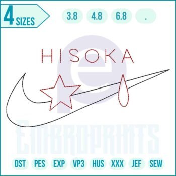 Outline Nike Hisoka embroidery design digital file by EmbroPrints for hoodies, tees, and jackets.