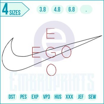 Ego Swoosh embroidery design digital file by EmbroPrints for hoodies, tees, and jackets.