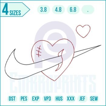 Outline heart swoosh-style embroidery design digital file by EmbroPrints.