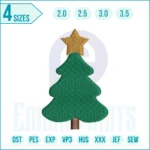 Holiday tree with star embroidery design on fabric, perfect for Christmas and holiday decorations.