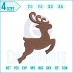 Christmas reindeer embroidery logo design with detailed antlers for shirts, jackets, and holiday décor.