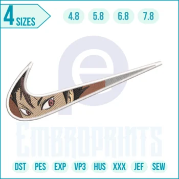 Kakashi anime eyes embroidery design in a swoosh-style layout for jackets, hoodies, caps, and DIY patches.