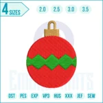 Festive Christmas ornament embroidery design with decorative holiday details for machine stitching.