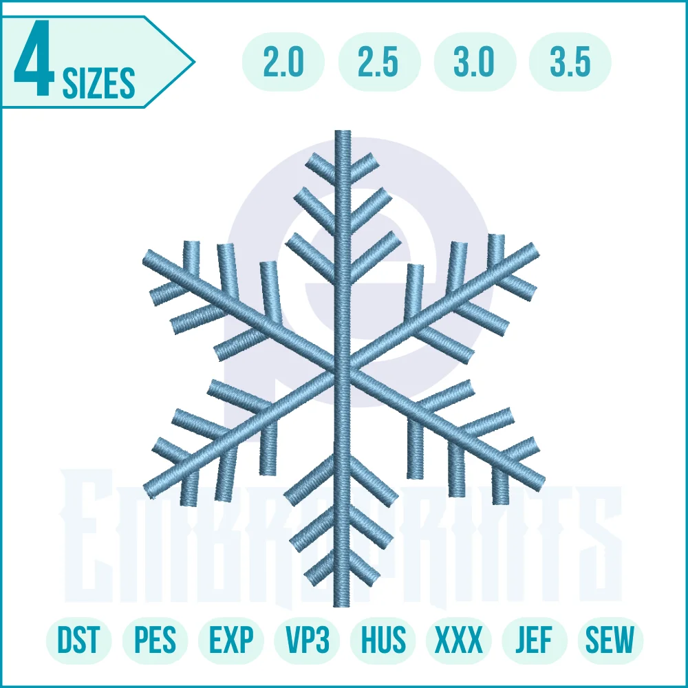 997 E Snowflake embroidery design Snowflake embroidery design on fabric, perfect for winter decorations and holiday crafts.