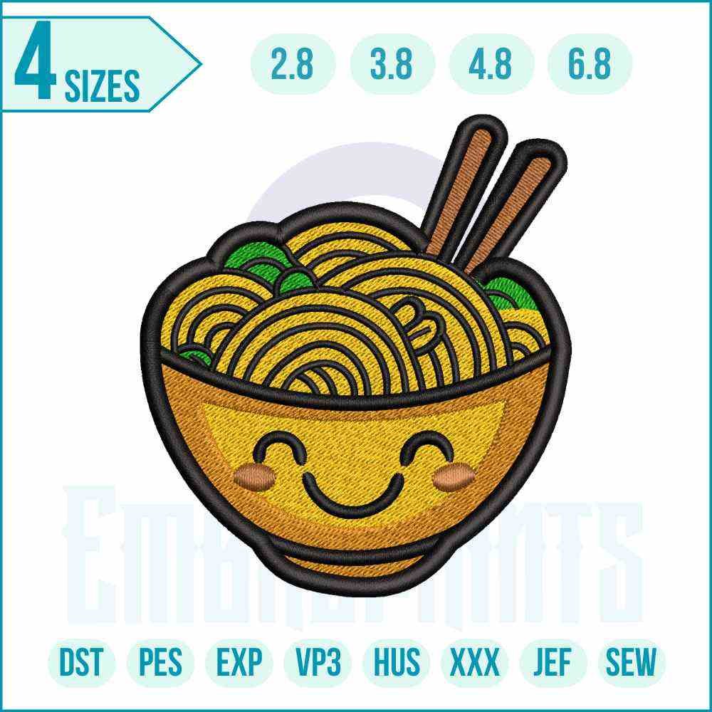 1316 E_6_11zon_6_11zon Ramen noodle embroidery design Cute ramen noodle embroidery design featuring a detailed bowl of noodles with clean stitches, perfect for apparel, kitchen items, and food-themed projects.