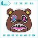 Baws Crazy Embroidery Design featuring bold streetwear-style bear logo for hoodies, hats, and apparel. High-quality digital embroidery file.