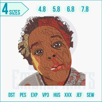 African girl embroidery design inspired by African culture.