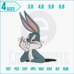 Detailed Bugs Bunny embroidery logo design featuring the classic Looney Tunes character.