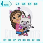 Gabby’s Doll embroidery patch featuring cute, colorful cartoon character, ideal for clothing, bags, hats, and DIY crafts.