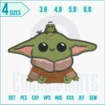 Grogu (Baby Yoda) embroidery design for shirts, hats, jackets, and patches. Perfect for Star Wars fans and pop culture embroidery projects.