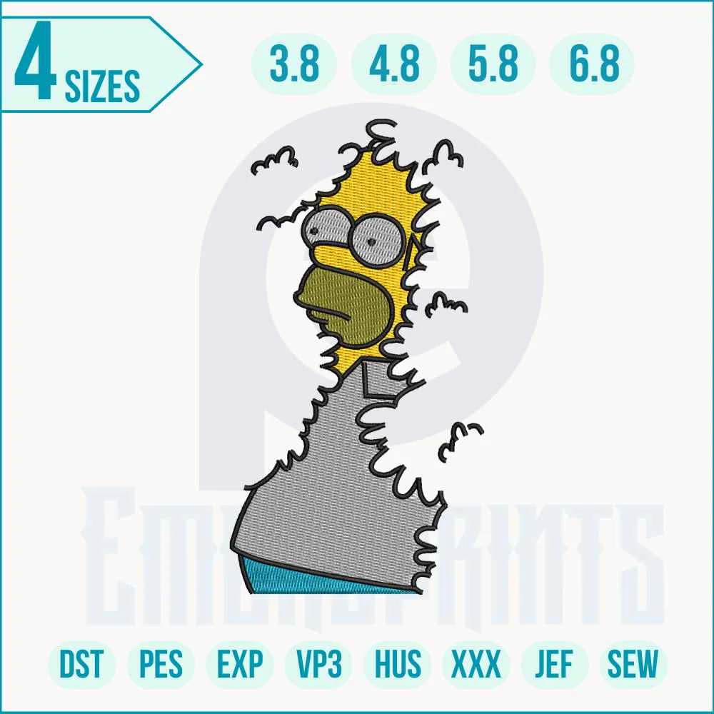 Simpson embroidery design Detailed Simpsons embroidery design showing iconic characters from the animated series in cartoon style.