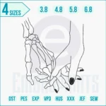 Skeleton hand holding embroidery design