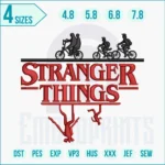 Stranger Things fan-inspired embroidery design for hoodies, jackets, backpacks, caps, and patches.