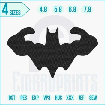 Batman logo embroidery design stitched in black on yellow fabric, machine embroidery file digital download.