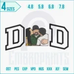 Custom dad photo embroidery design stitched from personal picture.