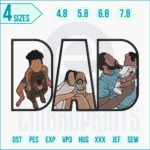 Dad with child embroidery design stitched on t-shirt for Father’s Day gift.