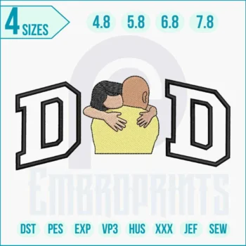 Dad with daughter embroidery design stitched on t-shirt for Father’s Day gift.