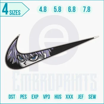 Killua Zoldyck inspired anime embroidery design digital file preview.