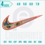 Nike swoosh Naruto Uzumaki embroidery design