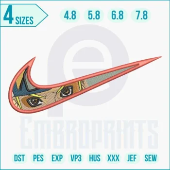 Anime ninja swoosh embroidery design featuring Naruto-inspired details.