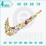 Floral swoosh embroidery design with detailed flowers stitched on a hoodie.