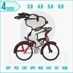 Peanuts Snoopy Bicycle embroidery design – perfect for kids’ gifts, shirts, hoodies, and blankets. Machine-ready digital embroidery file.