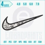 Killua Eyes swoosh embroidery design for machine embroidery on hoodies, jackets, and caps.