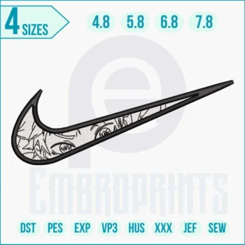 Killua Eyes swoosh embroidery design for machine embroidery on hoodies, jackets, and caps.