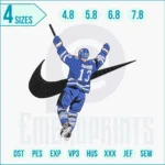 Mats Sundin hockey embroidery in Swoosh style, perfect for Maple Leafs fans and sports apparel.