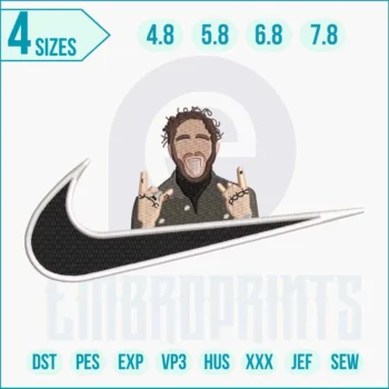 Mike Tyson Swoosh embroidery design, perfect for boxing fans and sports apparel.