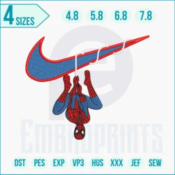 Swoosh Spider-Man embroidery logo for machine embroidery on clothing.