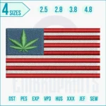 United States flag embroidery design with red, white, and blue stars and stripes stitched on fabric.